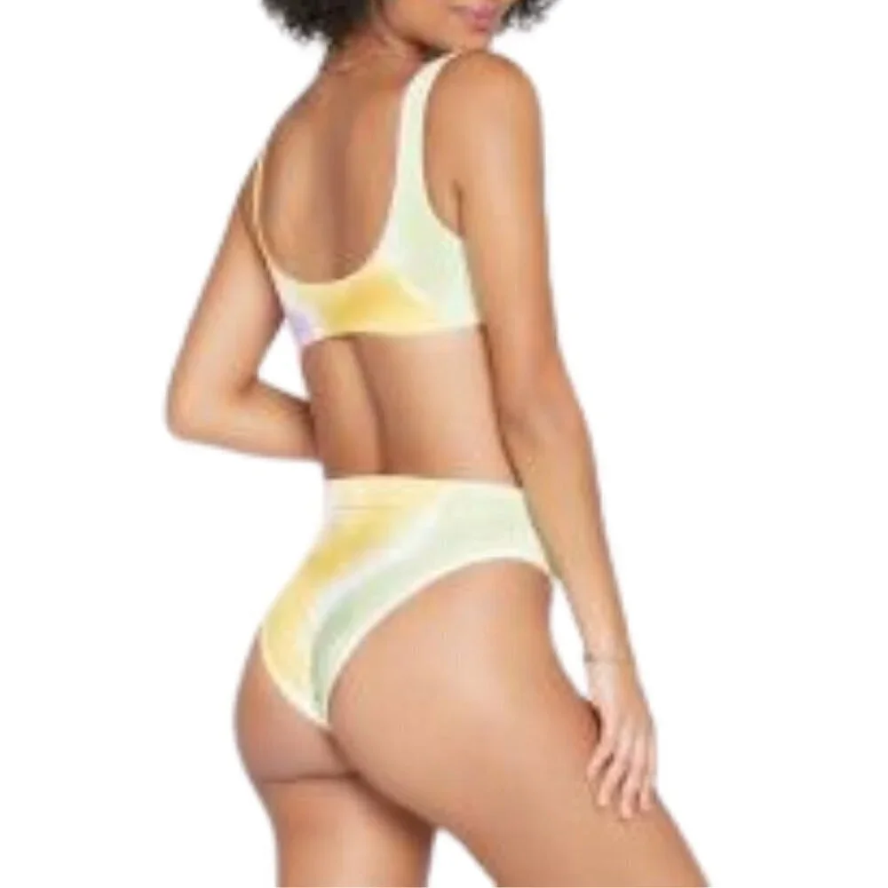 NWT l*space Diagonal Sunburst Lizzie Top & Frenchi Bottom 2 Pc. Bikini Set Sz. L